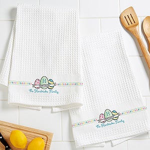 Happy Easter Personalized Weave Towels-Set of 2