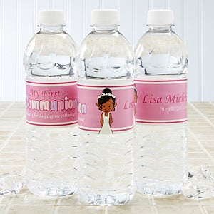 Personalized Water Bottle Labels - First Communion Girl - 24 labels