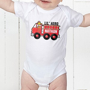 Personalized Baby Bodysuit - Jr. Firefighter - Infant 12 Months - Light Blue