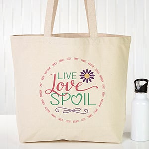 Live, Love, Spoil Personalized Canvas Tote