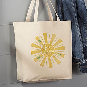 You Are My Sunshine Personalized Canvas Tote Bag - Large