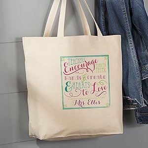 Teacher Quotes Personalized Large Canvas Tote Bag