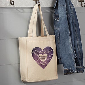 We Love You To Pieces Personalized Small Canvas Tote Bag