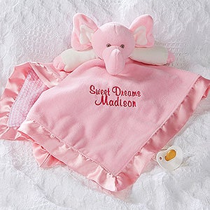 Personalized Elephant Baby Blankie - Pink