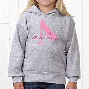 Personalized Alphabet Fun Kids Apparel - Youth Hooded Sweatshirt - Youth Small (6/8) - Grey