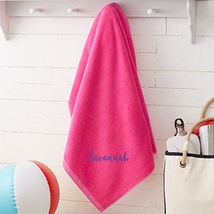 Colorful Embroidered 35x60 Beach Towel - Hot Pink