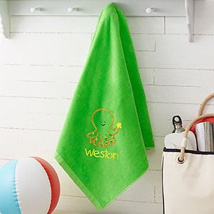 Go Fish! Embroidered 35x60 Beach Towels - Lime Green