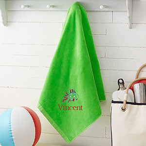 Beach Fun! Personalized 35x60 Beach Towel - Lime Green