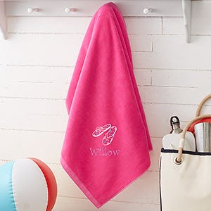 Beach Fun! Personalized 35x60 Beach Towel - Hot Pink