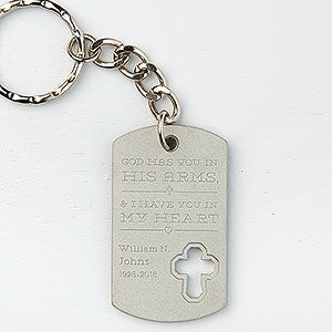 Personalized Memorial Cross Dog Tag Keychain