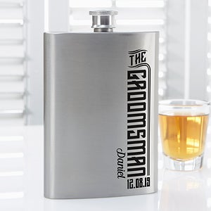 Personalized Groomsman Wedding Flask - I Do Crew