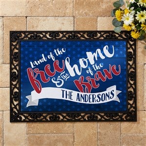 Personalized July 4th American Doormat - Land Of The Free