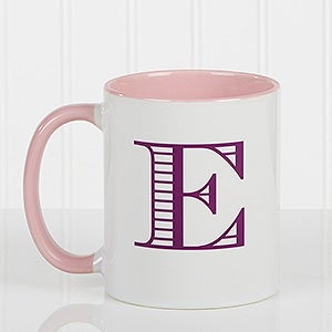 Striped Monogram Personalized Coffee Mug 11 oz.- Pink