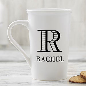 Personalized Latte Mug - Striped Monogram