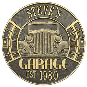 Personalized Aluminum Garage Plaque - Bronze And Gold