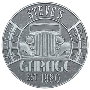 Personalized Aluminum Garage Plaque - Pewter And Silver