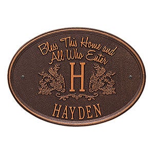 Bless Our Home Personalized Aluminum Plaque - Antique Copper