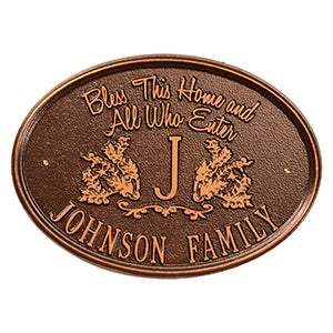 Bless Our Home Personalized Aluminum Plaque - Antique Copper