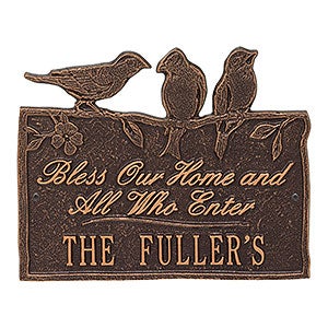 Birds On A Branch Personalized Aluminum Plaque - Antique Copper