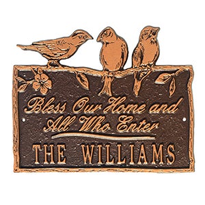 Birds on a Branch Personalized Aluminum Plaque - Antique Copper