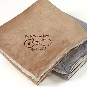 Warmhearted Wedding Embroidered 60x72 Sherpa Blanket