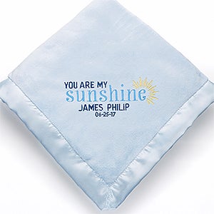 You Are My Sunshine Embroidered Keepsake Blanket- Blue