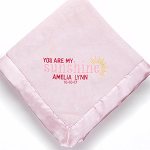 You Are My Sunshine Embroidered Keepsake Blanket- Pink