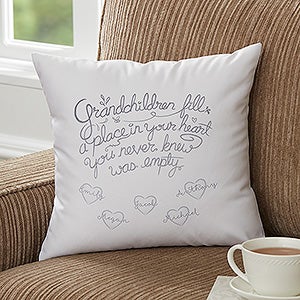 Grandchildren Fill Our Hearts Personalized 14 Throw Pillow