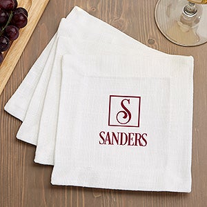 Personalized Cloth Cocktail Napkin Set - Square Monogram