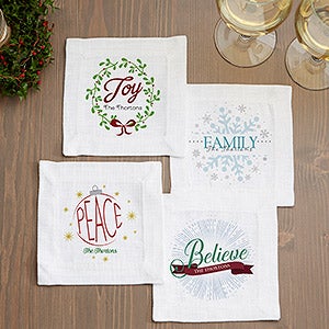 Personalized Holiday Cloth Cocktail Napkins - Spirit Of The Season