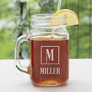 Personalized Glass Mason Jar - Square Monogram