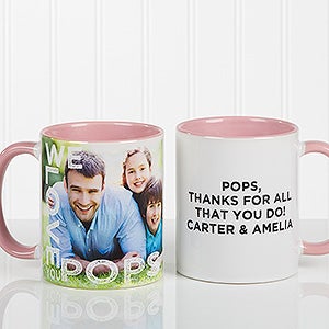 Personalized Photo Coffee Mug - Loving Them - 11 oz. With Pink Handle