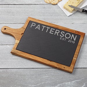 Personalized Slate & Wood Paddle Board - Rustic Family