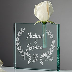 Personalized Romantic Bud Vase - Happy Anniversary