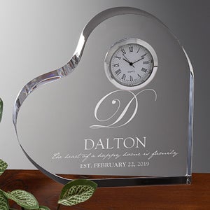 Engraved Heart Clock - The Heart Of Our Home