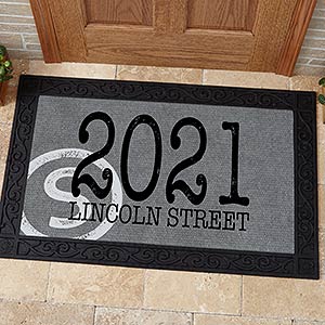 Initial Stamped Address Personalized Doormat- 20x35