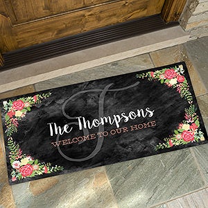 Posh Floral Welcome Personalized Oversized Doormat- 24x48