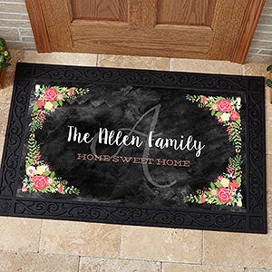 Posh Floral Welcome Personalized Doormat- 20x35