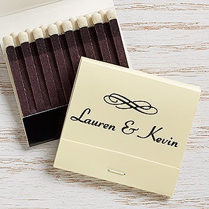 Wedding & Anniversary Personalized 30-Strike Matches w/ Graphic - Ivory