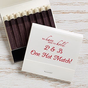 Wedding & Anniversary Personalized 30-Strike Matches w/ Graphic - White