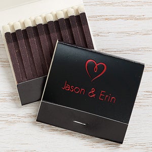 Wedding & Anniversary Personalized 30-Strike Matches w/ Graphic - Black