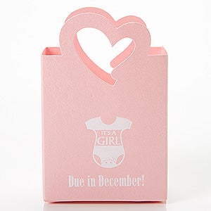 New Baby Personalized Mini Tote Favor Boxes - Heart