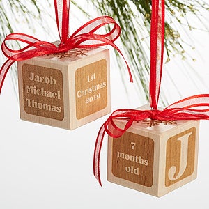 Personalized Wood Block Ornament - Baby's 1st Christmas