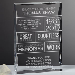 Personalized Retirement Keepsake Block