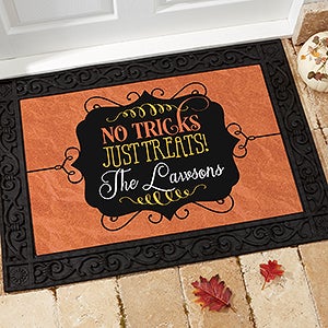 No Tricks, Just Treats Personalized Doormat- 18x27