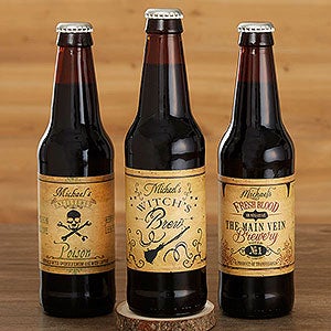 Personalized Beer Bottle Labels - Vintage Halloween - 6 labels