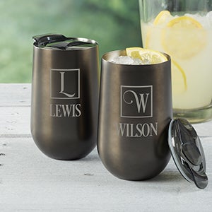 Square Monogram Personalized Travel Tumbler