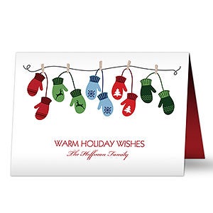 Warm Mitten Family Personalized Christmas Cards