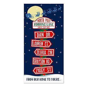 North Pole Family Sign Premium Holiday Postcard - Set of 15