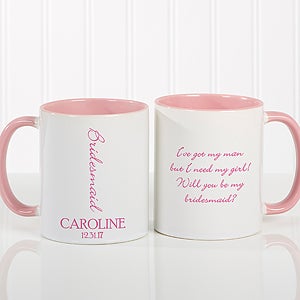 Bridal Brigade Personalized Wedding Coffee Mug 11oz.- Pink